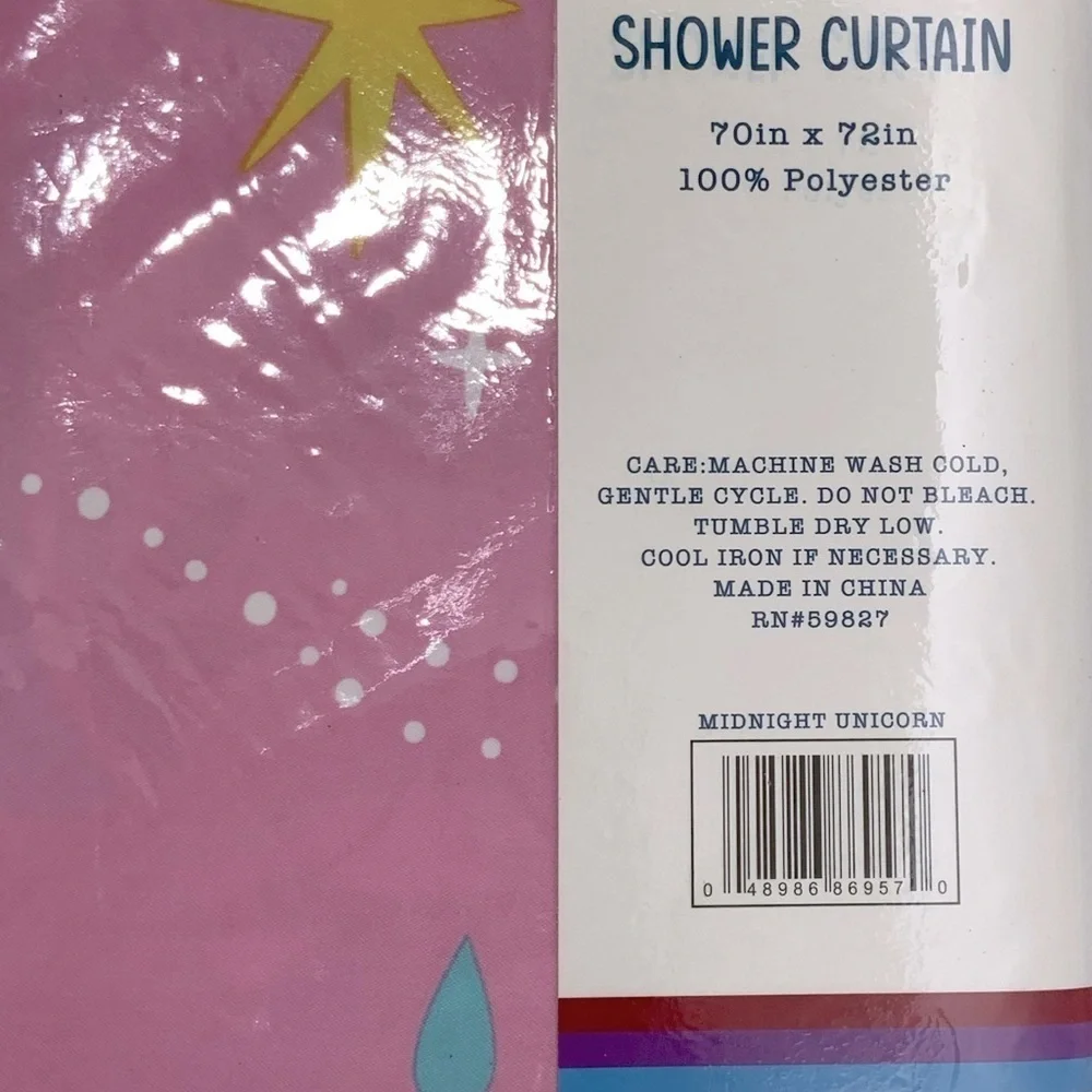 Matt & Maddie Unicorn Rainbow Fabric Shower Curtain 70 X 72 In Multicolor Pink